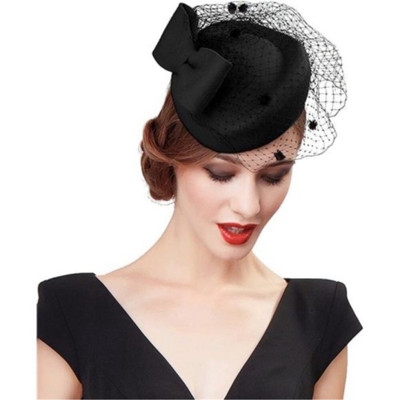 British Vintage Wool Felt Pillbox Hat Black main image 4